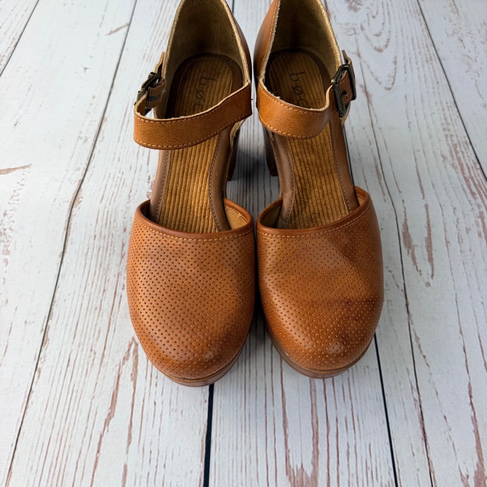 B.O.C. Born Concept Brown Perforated Mary Jane Platform Clogs BC0011815 Size 9M
